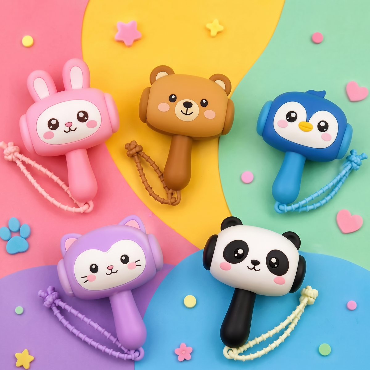 🐾 Cute Animal Character Hammer Toy with Wrist Strap